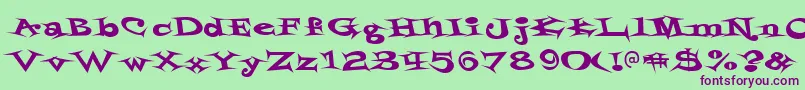 フォントStyrofoa – 緑の背景に紫のフォント