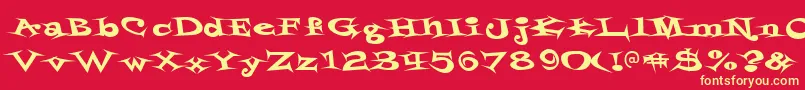 Styrofoa-fontti – keltaiset fontit punaisella taustalla