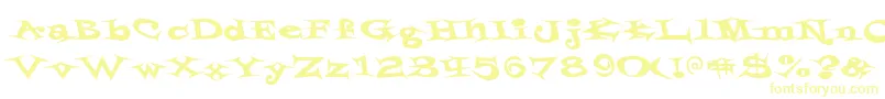 Styrofoa-Schriftart – Gelbe Schriften auf weißem Hintergrund