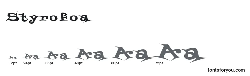 Размеры шрифта Styrofoa
