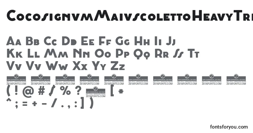 A fonte CocosignumMaiuscolettoHeavyTrial – alfabeto, números, caracteres especiais
