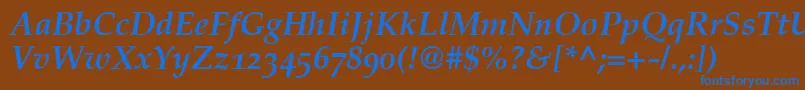PalatinoBoldItalicOldStyleFigures Font – Blue Fonts on Brown Background