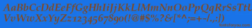 More about PalatinoBoldItalicOldStyleFigures Font PalatinoBoldItalicOldStyleFigures Font – Brown Fonts on Blue Background