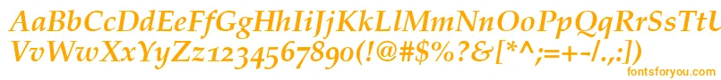 PalatinoBoldItalicOldStyleFigures Font – Orange Fonts on White Background