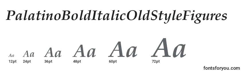 PalatinoBoldItalicOldStyleFigures Font Sizes