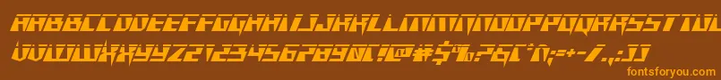 Xracerlaser-Schriftart – Orangefarbene Schriften auf braunem Hintergrund