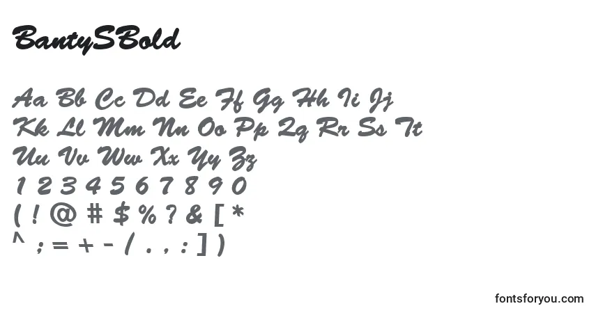 Шрифт BantySBold – алфавит, цифры, специальные символы