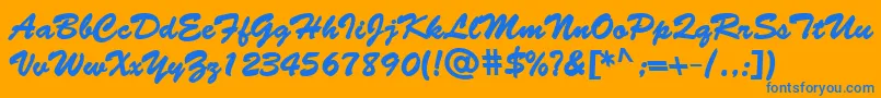 BantySBold-Schriftart – Blaue Schriften auf orangefarbenem Hintergrund