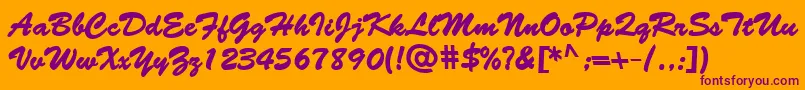 BantySBold-Schriftart – Violette Schriften auf orangefarbenem Hintergrund