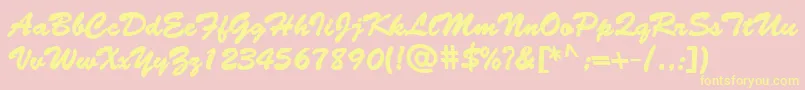 BantySBold-Schriftart – Gelbe Schriften auf rosa Hintergrund