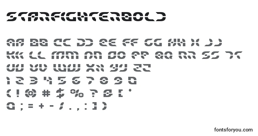 A fonte Starfighterbold – alfabeto, números, caracteres especiais