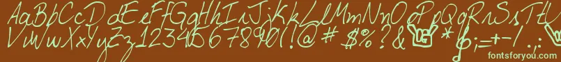 DjbMyBoyfriendsHandwriting Font – Green Fonts on Brown Background