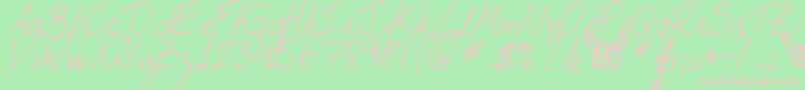 Fonte DjbMyBoyfriendsHandwriting – fontes rosa em um fundo verde
