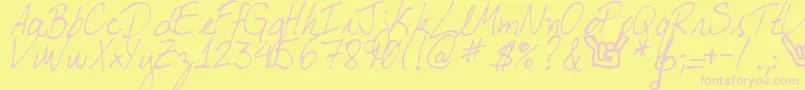 DjbMyBoyfriendsHandwriting-fontti – vaaleanpunaiset fontit keltaisella taustalla