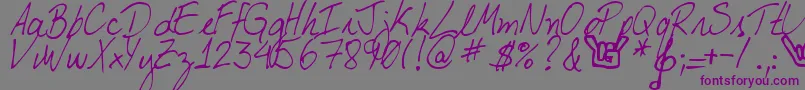 Шрифт DjbMyBoyfriendsHandwriting – фиолетовые шрифты на сером фоне