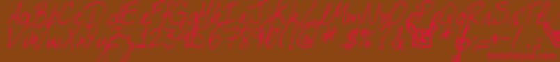 DjbMyBoyfriendsHandwriting Font – Red Fonts on Brown Background