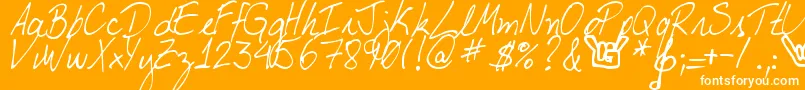 DjbMyBoyfriendsHandwriting-Schriftart – Weiße Schriften auf orangefarbenem Hintergrund