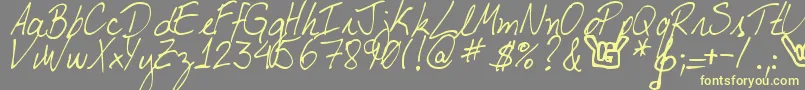 DjbMyBoyfriendsHandwriting-fontti – keltaiset fontit harmaalla taustalla