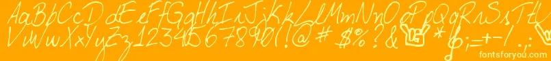 DjbMyBoyfriendsHandwriting-Schriftart – Gelbe Schriften auf orangefarbenem Hintergrund