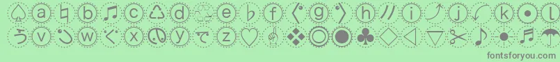 フォントMbats – 緑の背景に灰色の文字