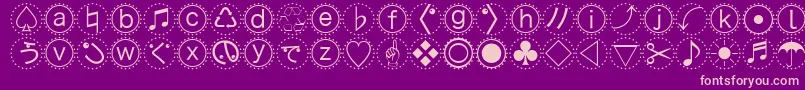 Mbats-Schriftart – Rosa Schriften auf violettem Hintergrund