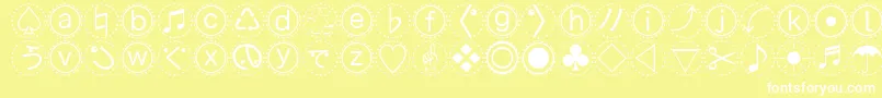 Fonte Mbats – fontes brancas em um fundo amarelo