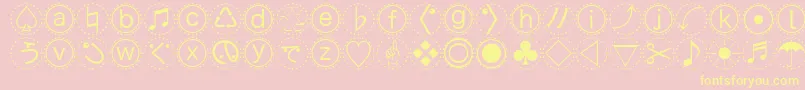 Mbats-Schriftart – Gelbe Schriften auf rosa Hintergrund