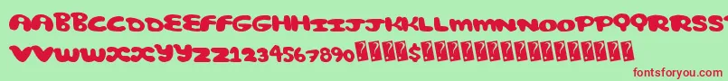 Comicbubble Font – Red Fonts on Green Background