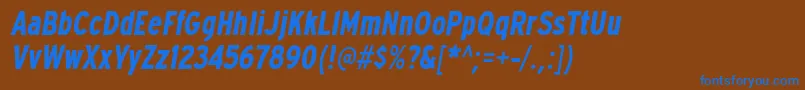 ExpresswaycdBolditalic Font – Blue Fonts on Brown Background
