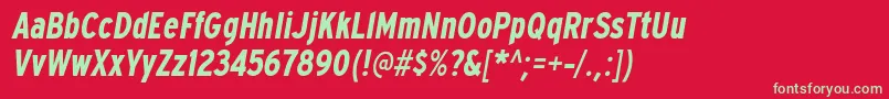 ExpresswaycdBolditalic Font – Green Fonts on Red Background