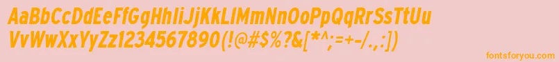 ExpresswaycdBolditalic-Schriftart – Orangefarbene Schriften auf rosa Hintergrund