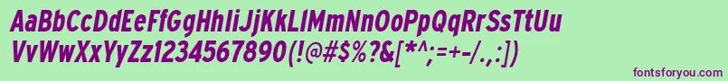 ExpresswaycdBolditalic Font – Purple Fonts on Green Background