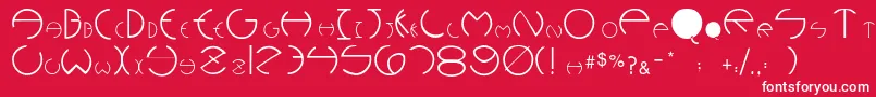 Pcrounders-Schriftart – Weiße Schriften auf rotem Hintergrund
