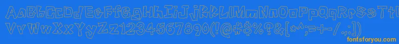 フォントKnockKnock – オレンジ色の文字が青い背景にあります。