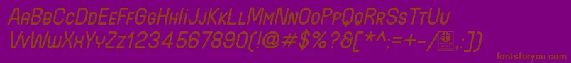 Fonte WidaRoundSmallcapsItalicDemo – fontes marrons em um fundo roxo