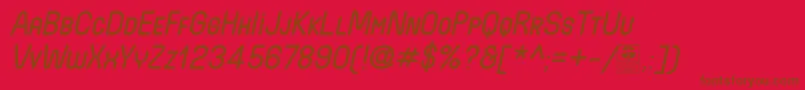 WidaRoundSmallcapsItalicDemo-Schriftart – Braune Schriften auf rotem Hintergrund