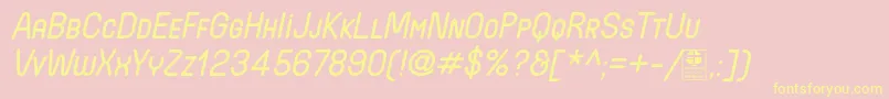 WidaRoundSmallcapsItalicDemo-Schriftart – Gelbe Schriften auf rosa Hintergrund