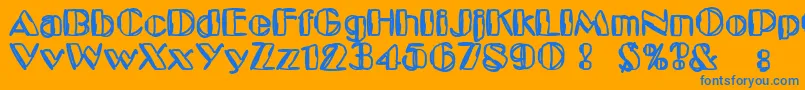 Czcionka KaptainToupe – niebieskie czcionki na pomarańczowym tle