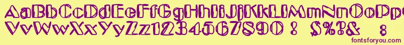 Шрифт KaptainToupe – фиолетовые шрифты на жёлтом фоне