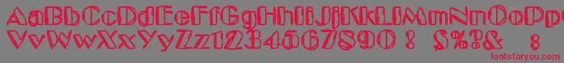 フォントKaptainToupe – 赤い文字の灰色の背景