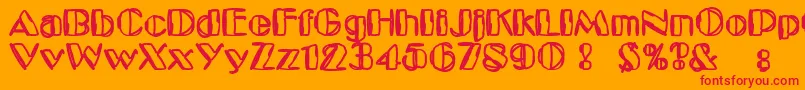 Czcionka KaptainToupe – czerwone czcionki na pomarańczowym tle