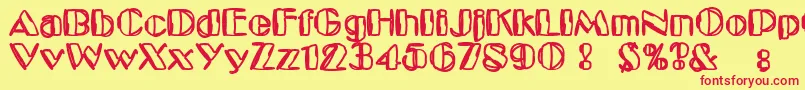 Fonte KaptainToupe – fontes vermelhas em um fundo amarelo