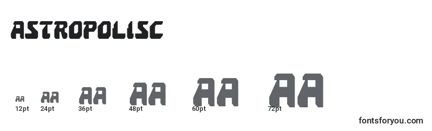 Размеры шрифта Astropolisc