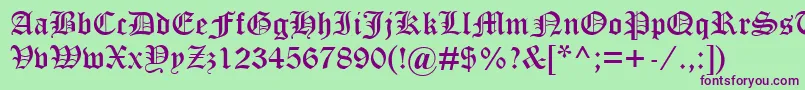 OldEnglishTextMt Font – Purple Fonts on Green Background