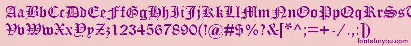 OldEnglishTextMt-Schriftart – Violette Schriften auf rosa Hintergrund