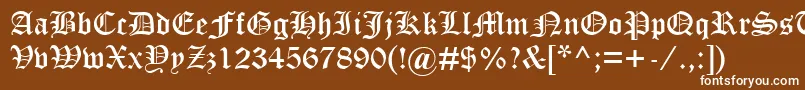 フォントOldEnglishTextMt – 茶色の背景に白い文字