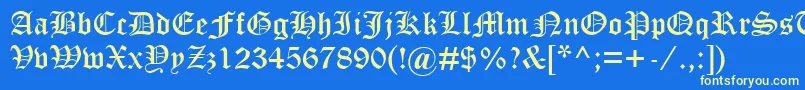 フォントOldEnglishTextMt – 黄色の文字、青い背景