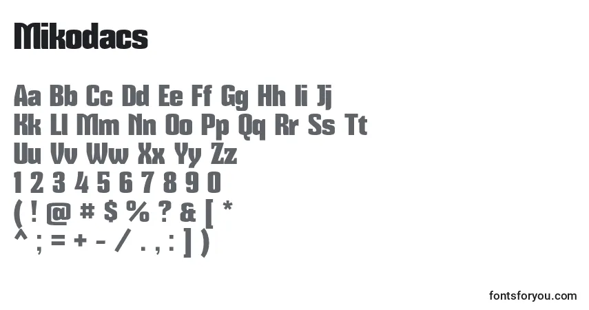 Mikodacs-fontti – aakkoset, numerot, erikoismerkit