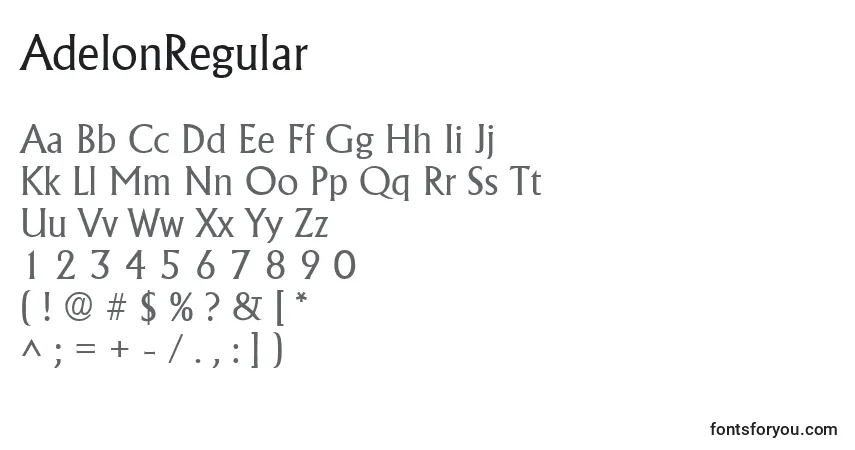 Fuente AdelonRegular - alfabeto, números, caracteres especiales