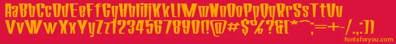 フォントSanasoftCorona.Kz – 赤い背景にオレンジの文字